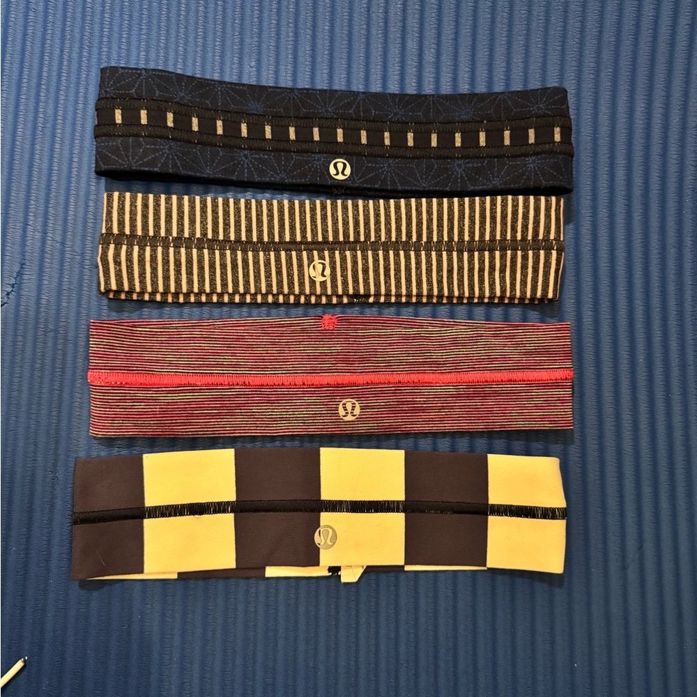 Lululemon Assorted Logo Headbands - Black, Tan, Red, Yellow